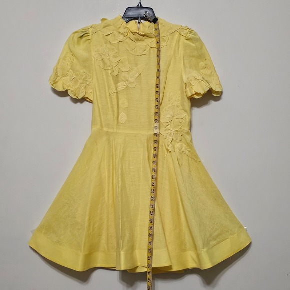 Antonio Melani 8 Yellow Mock Neck Short Sleeve Knee-length Fit & flare 0721 - Picture 11 of 15